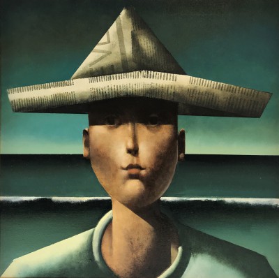 Boy in Newspaper Hat